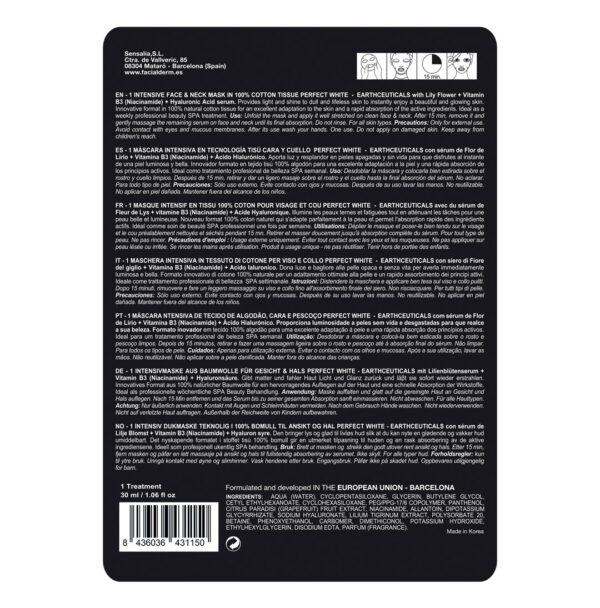 Mascarilla facial iluminadora PERFECT WHITE - Flor de Lirio - Imagen 2
